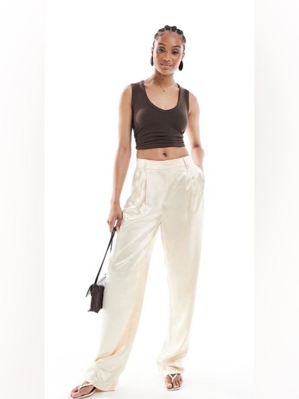 ASOS  Design Women’s Tall tailored Straight Leg Satin Pants in Ivory
